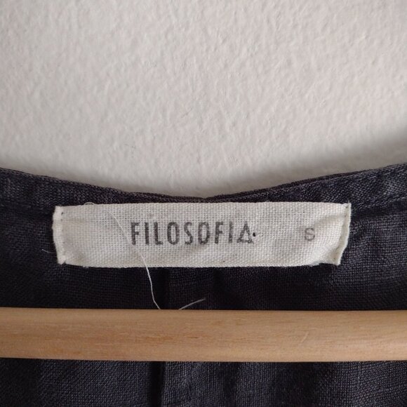 Filosofia Erin Gray Linen Dress S Lagenlook Relaxed Fit Shift Made in USA - Picture 2 of 10